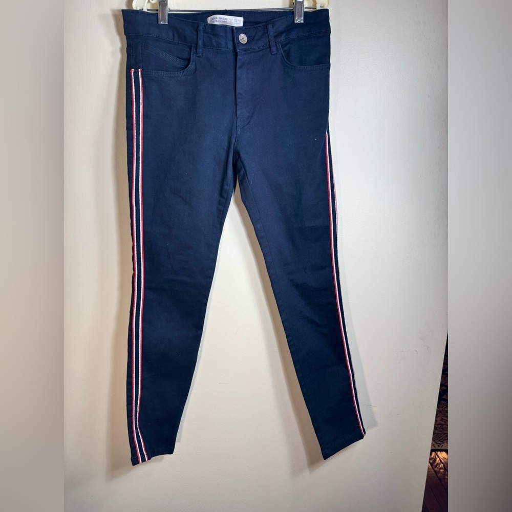 ZARA Basic Z1975 denim mid-rise skinny‎ blue jeans, stretchy fabric size 6